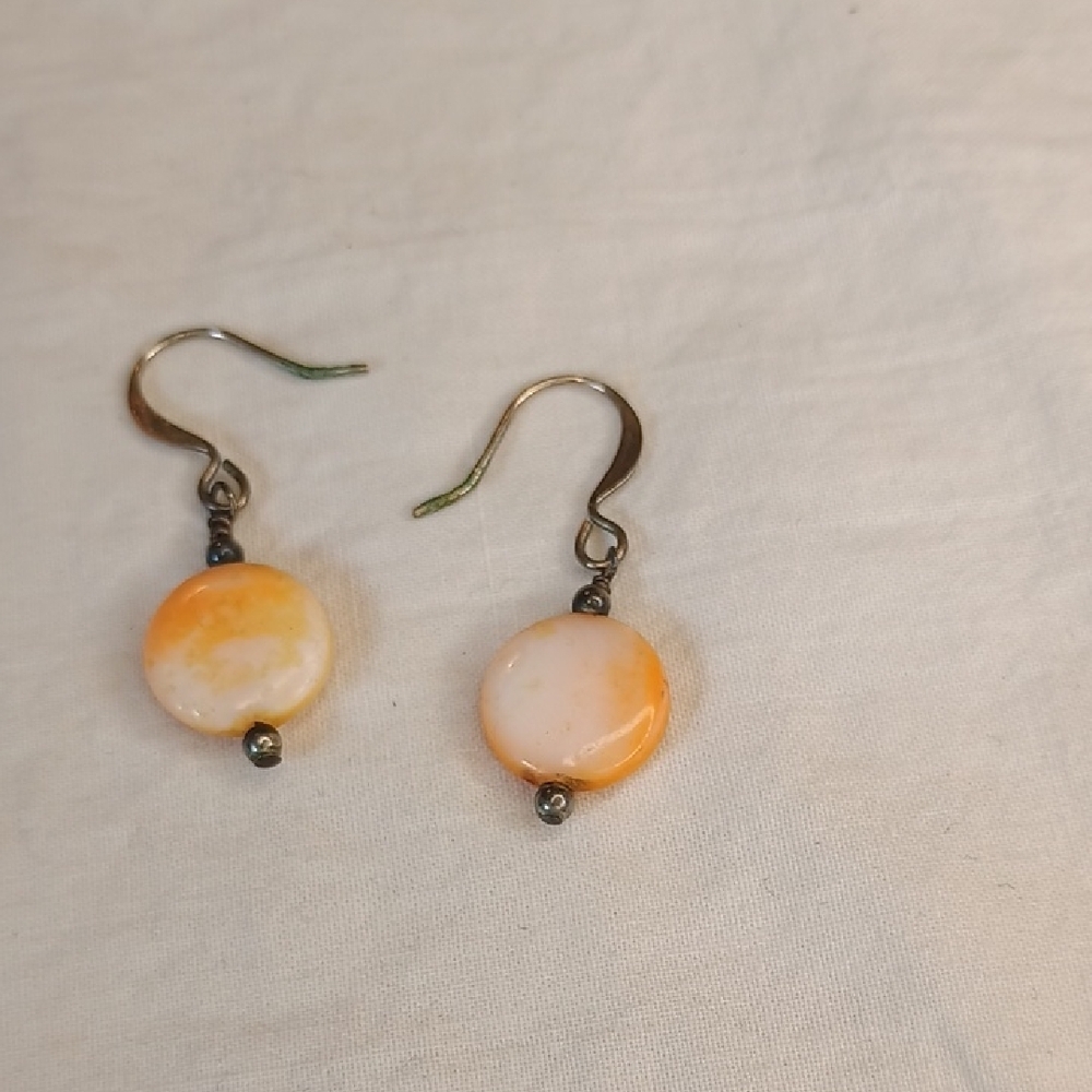 Simple And Sweet orange And White Bead/Stone With Sterling Silver 925